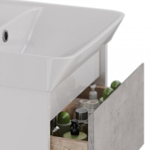 Тумба под раковину Lemark Combi 50 LM03C50T-Beton подвесная Бетон Белый глянец МДФ / ЛДСП