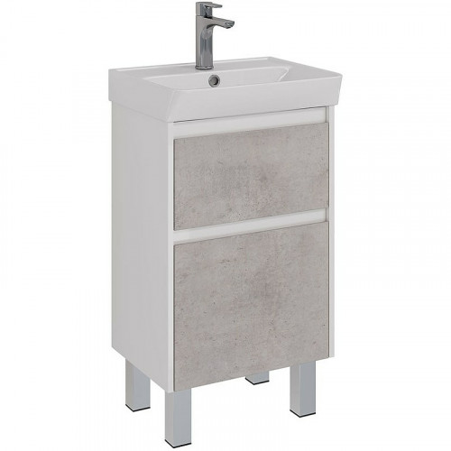Тумба под раковину Lemark Combi 50 LM03C50T-Beton подвесная Бетон Белый глянец МДФ / ЛДСП