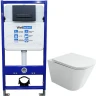 Комплект унитаза Ceramicanova Union CN4009T с инсталляцией WellWant Standart 50 WWISI111BB с сиденьем Микролифт и Черной матовой клавишей смыва фарфор подвесной