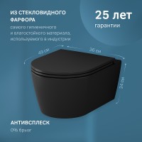 Унитаз AM.PM Func FlashClean C8F1700MBSC подвесной Черный матовый с сиденьем Микролифт фарфор подвесной