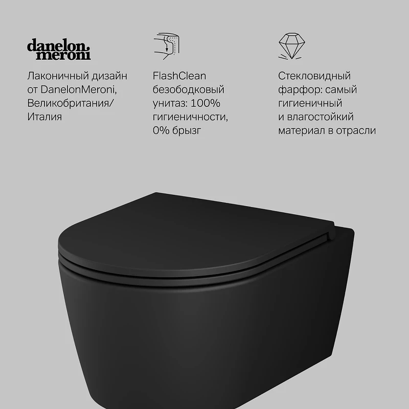 Унитаз AM.PM Func FlashClean C8F1700MBSC подвесной Черный матовый с сиденьем Микролифт фарфор подвесной