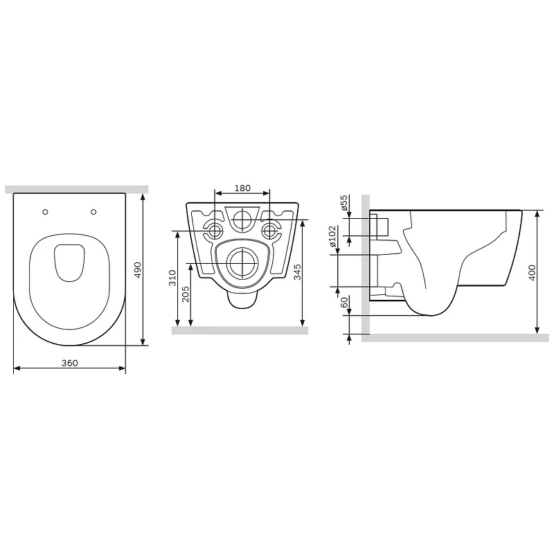 Унитаз AM.PM Func FlashClean C8F1700MBSC подвесной Черный матовый с сиденьем Микролифт фарфор подвесной