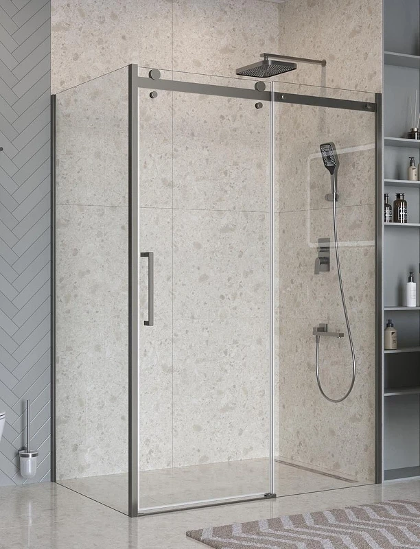 Душевой уголок BelBagno Marino 2 150x80 MARINO-2-AH-1-150/80-C-GM профиль Оружейная сталь стекло прозрачное