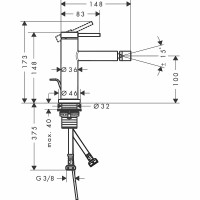 Смеситель для биде Hansgrohe Tecturis S 73201670 Черный матовый латунь