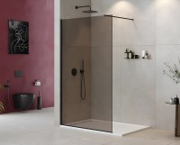 Душевая перегородка Cezares Liberta 120 LIBERTA-L-1-120-120-BR-NERO профиль Черный матовый стекло бронзовое