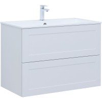 Тумба с раковиной Aquanet Терра 90 323185 подвесная Белая матовая МДФ / ЛДСП