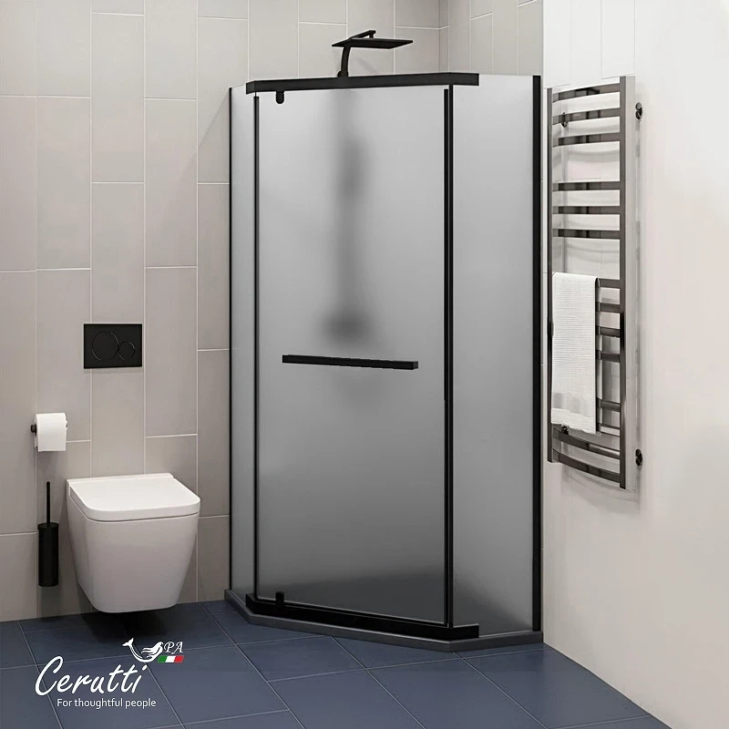 Душевой уголок Ceruttispa Чика (Chika) 90х90 CHIKA ZP91BF 12041 профиль Черный матовый стекло матовое