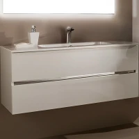 Тумба с раковиной SanVit Кубэ-2 75 kkube2075w подвесная Белая глянцевая МДФ / ЛДСП