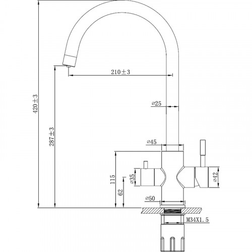 Смеситель для кухни ESKO GR 04 B Черный матовый нержавеющая сталь