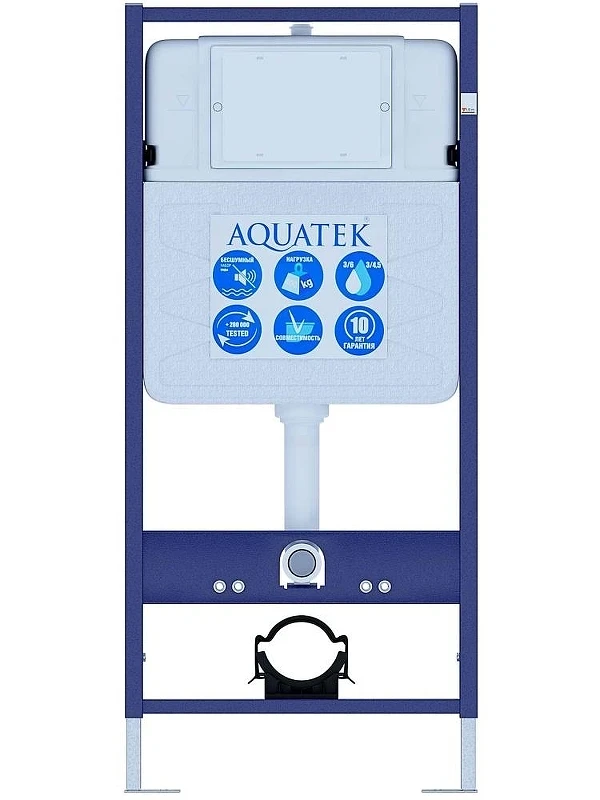 Комплект унитаза с инсталляцией Aquatek Set Либра T-010/KKI16 цвет Белый с сиденьем Микролифт и клавишей смыва цвет Хром глянцевый