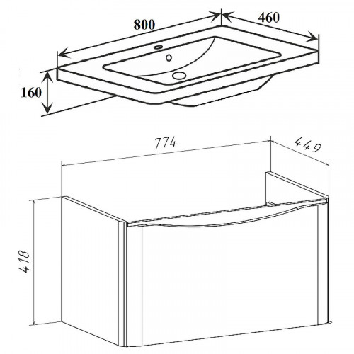 Тумба под раковину Runo Тоскана 80 00-00001417 Темное дерево МДФ / ЛДСП
