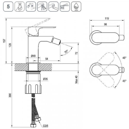 Смеситель для биде Ravak Eleganta EL 056.60RGB X070369 Розовое золото