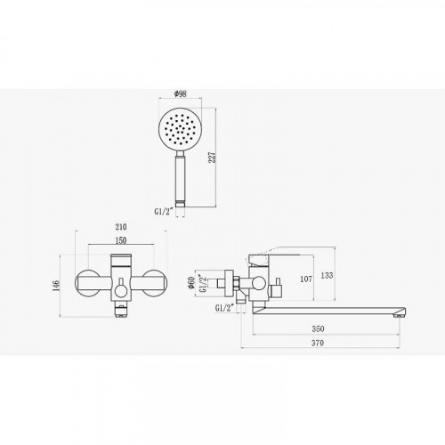 Смеситель для ванны D-Lin H147316 универсальный цвет  Сатин