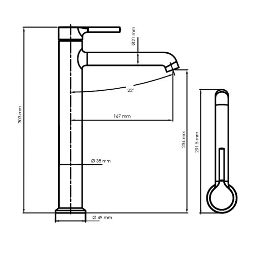 Смеситель для раковины WasserKRAFT Рейн (Rhein) 9903HGR цвет Графит