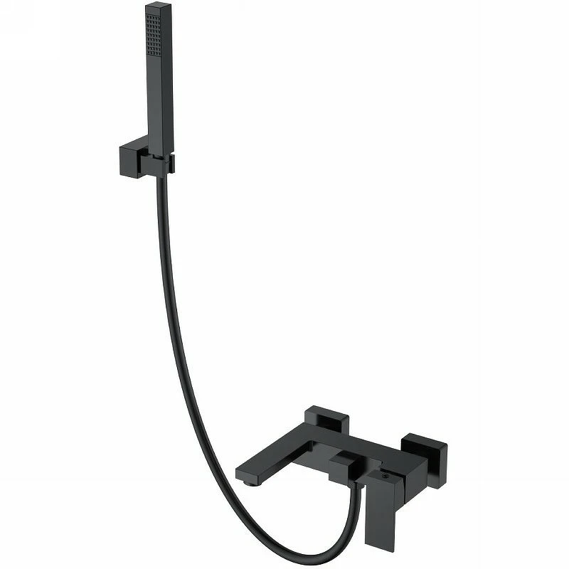 Смеситель для ванны Boheme Qubic 473-B Черный матовый латунь на стену