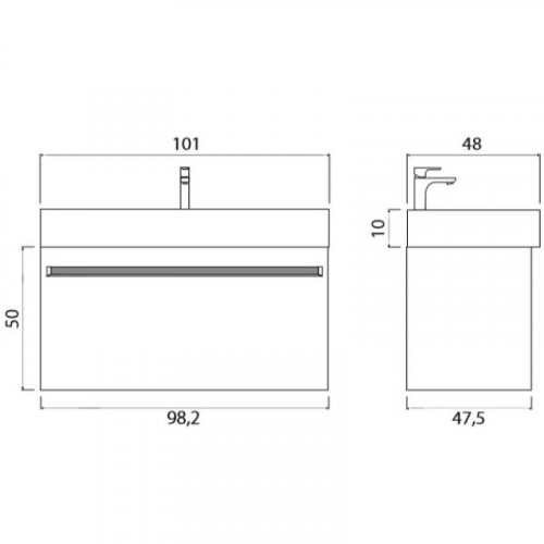 Тумба под раковину Creto Etna 100 4-1079S подвесная Soft МДФ / ЛДСП
