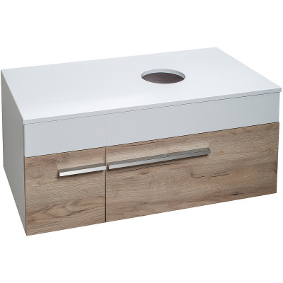 Тумба под раковину Runo Вудлайн 85 00-00001344 подвесная Белая Крафтовый дуб МДФ / ЛДСП