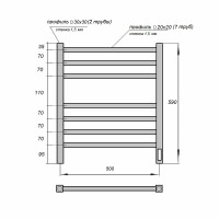 Электрический полотенцесушитель Point Вега PN71856B П7 500x590 диммер справа Черный