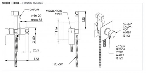 Гигиенический душ со смесителем Remer Absolute AU65 цвет Хром