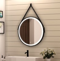 Зеркало Art&amp;Max Milan AM-Mil-650-DS-F-Nero с подсветкой с сенсорным выключателем Черное стекло