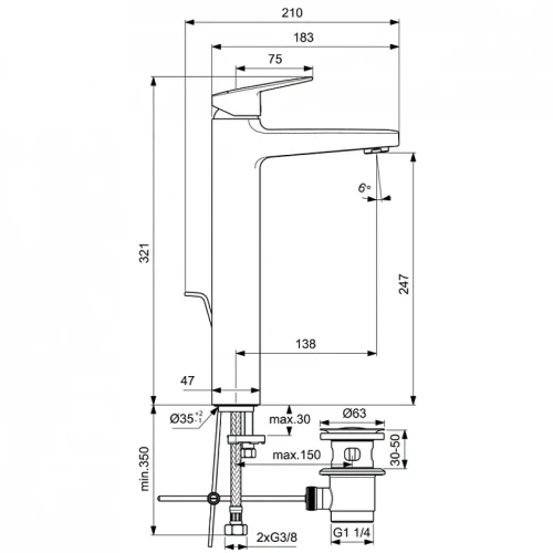 Смеситель для раковины Ideal Standard Ceraplan BD238AA цвет Хром
