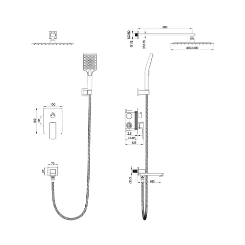 Душевая система Oliveeka D OL-939003-BGM цвет Оружейный металл матовый