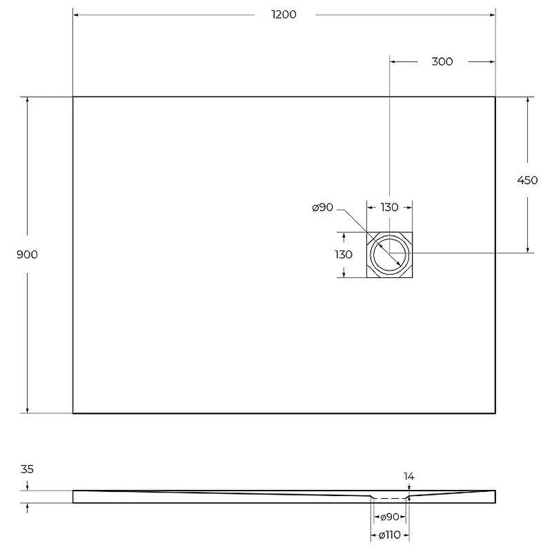 Душевой поддон из искусственного камня BelBagno Uno 120x90 TRAY-MR-UNO-AH-120/90-35-NERO Черный