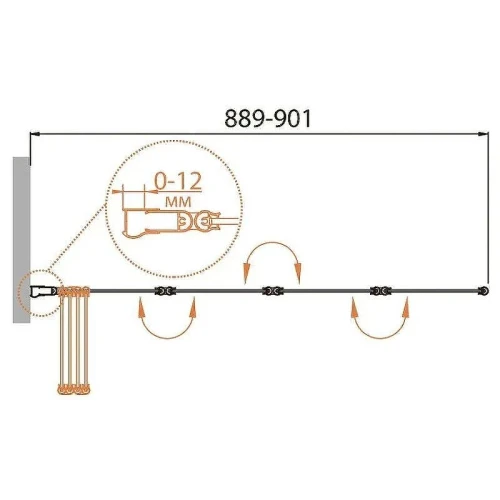 Шторка на ванну Cezares Relax 90 R RELAX-V-4-90/140-P-Bi-R профиль Серый стекло текстурное