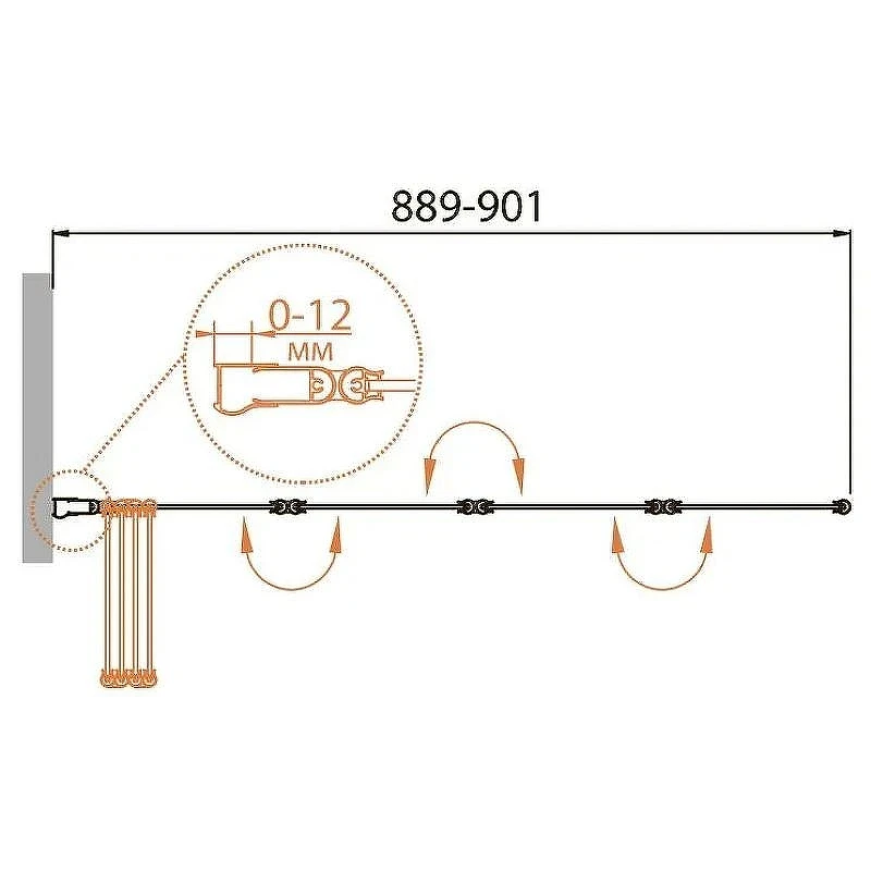 Шторка на ванну Cezares Relax 90 R RELAX-V-4-90/140-P-Bi-R профиль Серый стекло текстурное