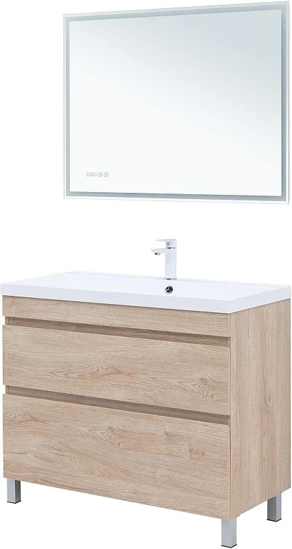 Тумба с раковиной Aquanet Нота New 100 345807 цвет Дуб светлый