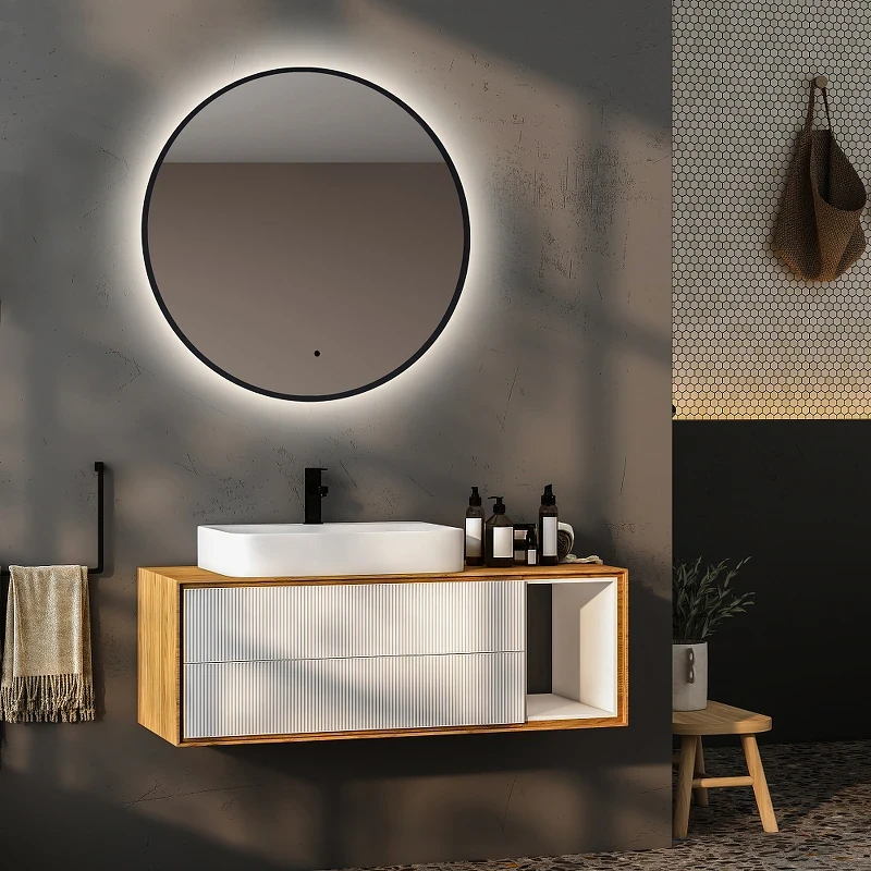 Зеркало Abber Mond 100 AG6204SCGL-1.0 с подсветкой Золото с бесконтактным выключателем и диммером стекло