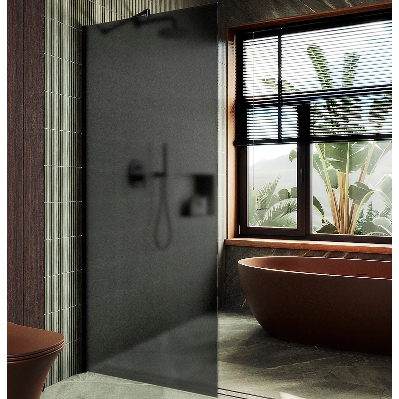 Душевая перегородка Maybah Glass MGD-704-6ш 690x1950 в широком профиле Черный стекло графитовое матовое