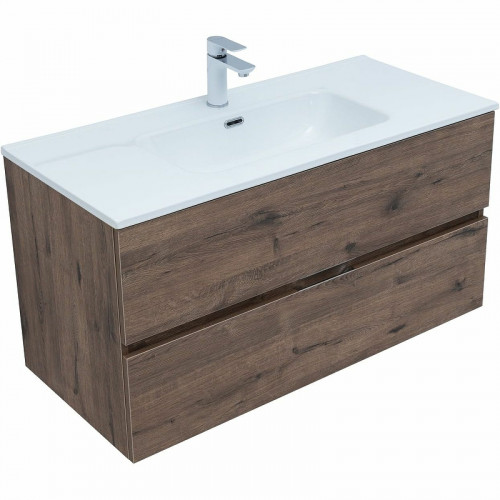 Тумба под раковину Aquanet Алвита New 100 334188 подвесная Дуб веллингтон табак МДФ / ЛДСП