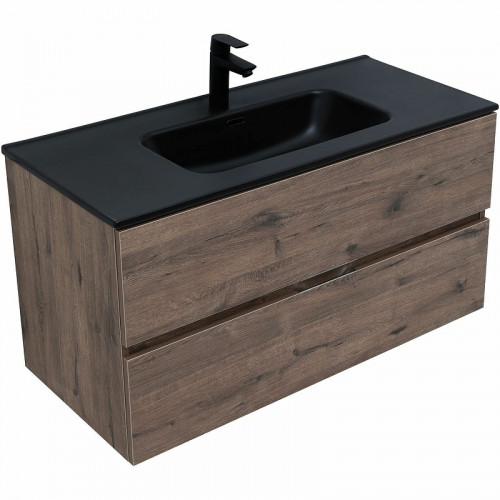 Тумба под раковину Aquanet Алвита New 100 334188 подвесная Дуб веллингтон табак МДФ / ЛДСП