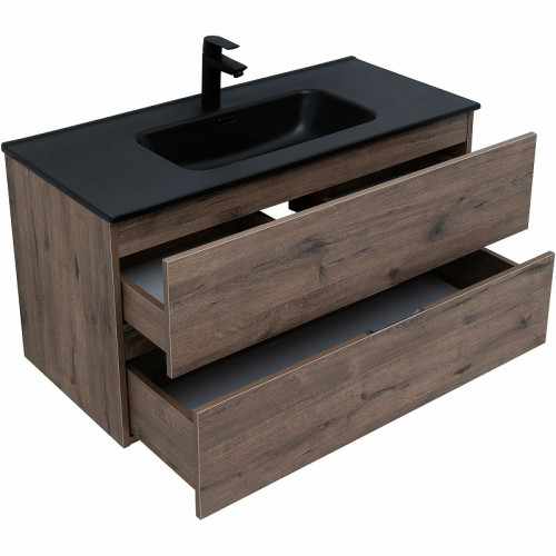 Тумба под раковину Aquanet Алвита New 100 334188 подвесная Дуб веллингтон табак МДФ / ЛДСП