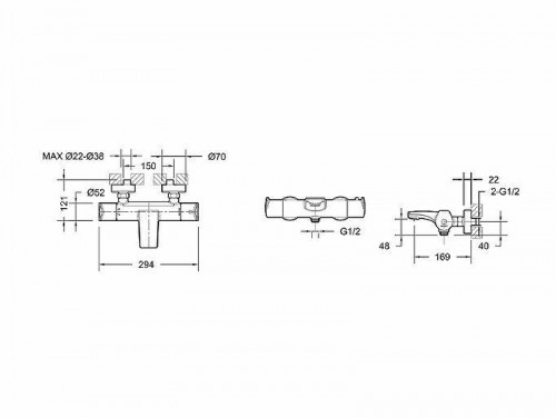 Смеситель для ванны Bravat Nizza F6353387CP-01-RUS с термостатом