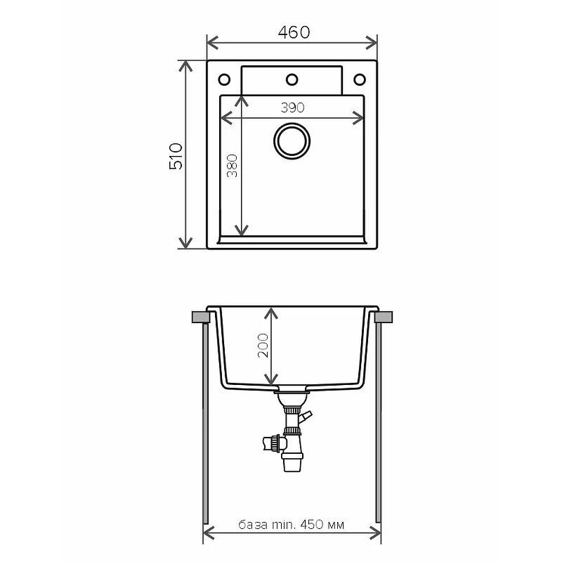 Кухонная мойка Polygran Argo-460 №302 444706 Песочная искусственный камень (литьевой мрамор) встраиваемый