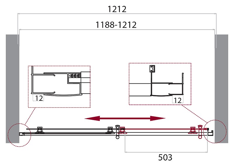 Душевая дверь BelBagno Uno 120 UNO-195-BF-1-120-P-Cr профиль Хром стекло рифленое