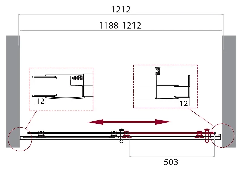 Душевая дверь BelBagno Uno 120 UNO-195-BF-1-120-P-Cr профиль Хром стекло рифленое