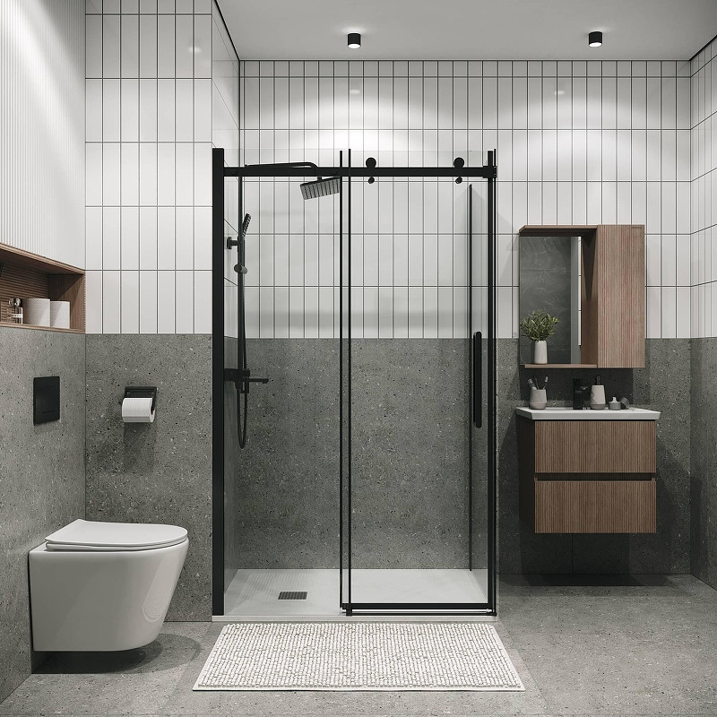 Душевая стенка Grossman Classic 100 200.K33.04.100.21.00 профиль Черный матовый стекло прозрачное