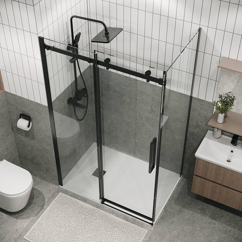 Душевая стенка Grossman Classic 100 200.K33.04.100.21.00 профиль Черный матовый стекло прозрачное