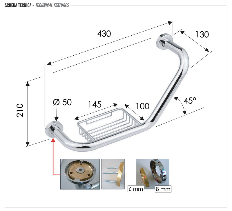 Поручень Remer RB480CR цвет Хром