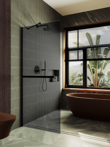 Душевая перегородка Maybah Glass MGD-729-6ш 790x1950 в широком профиле Черный стекло графитовое