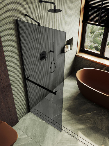 Душевая перегородка Maybah Glass MGD-729-6ш 790x1950 в широком профиле Черный стекло графитовое