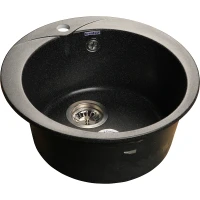 Кухонная мойка GranFest Rondo GF-R480 Черная искусственный камень (литьевой мрамор) встраиваемый