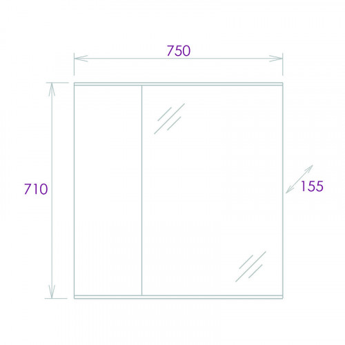 Зеркало со шкафом Onika Марбл 75.00 У 207524 Мрамор Камень бетонный МДФ / ЛДСП, стекло