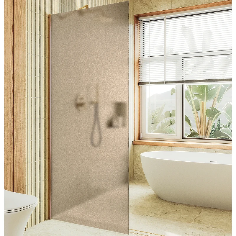 Душевая перегородка Maybah Glass MGD-692-3ш 890x1950 в широком профиле Золото стекло бронзовое матовое