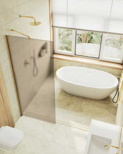 Душевая перегородка Maybah Glass MGD-692-3ш 890x1950 в широком профиле Золото стекло бронзовое матовое