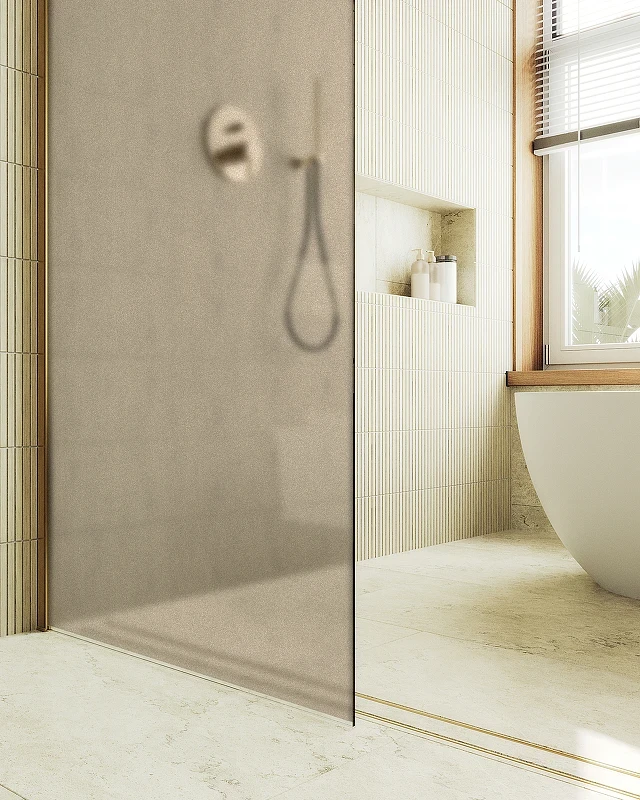 Душевая перегородка Maybah Glass MGD-692-3ш 890x1950 в широком профиле Золото стекло бронзовое матовое