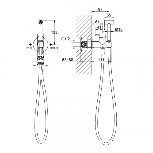 Гигиенический душ со смесителем Timo Saona 2337/18SM цвет Черное золото